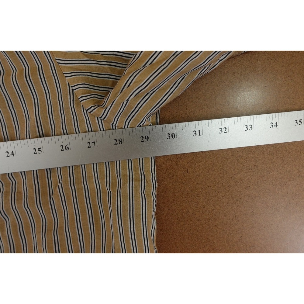 Gap Womens Size XL Khaki Tan Striped Sheer Long Sleeve Button-Front Shirt NWT - Picture 7 of 10